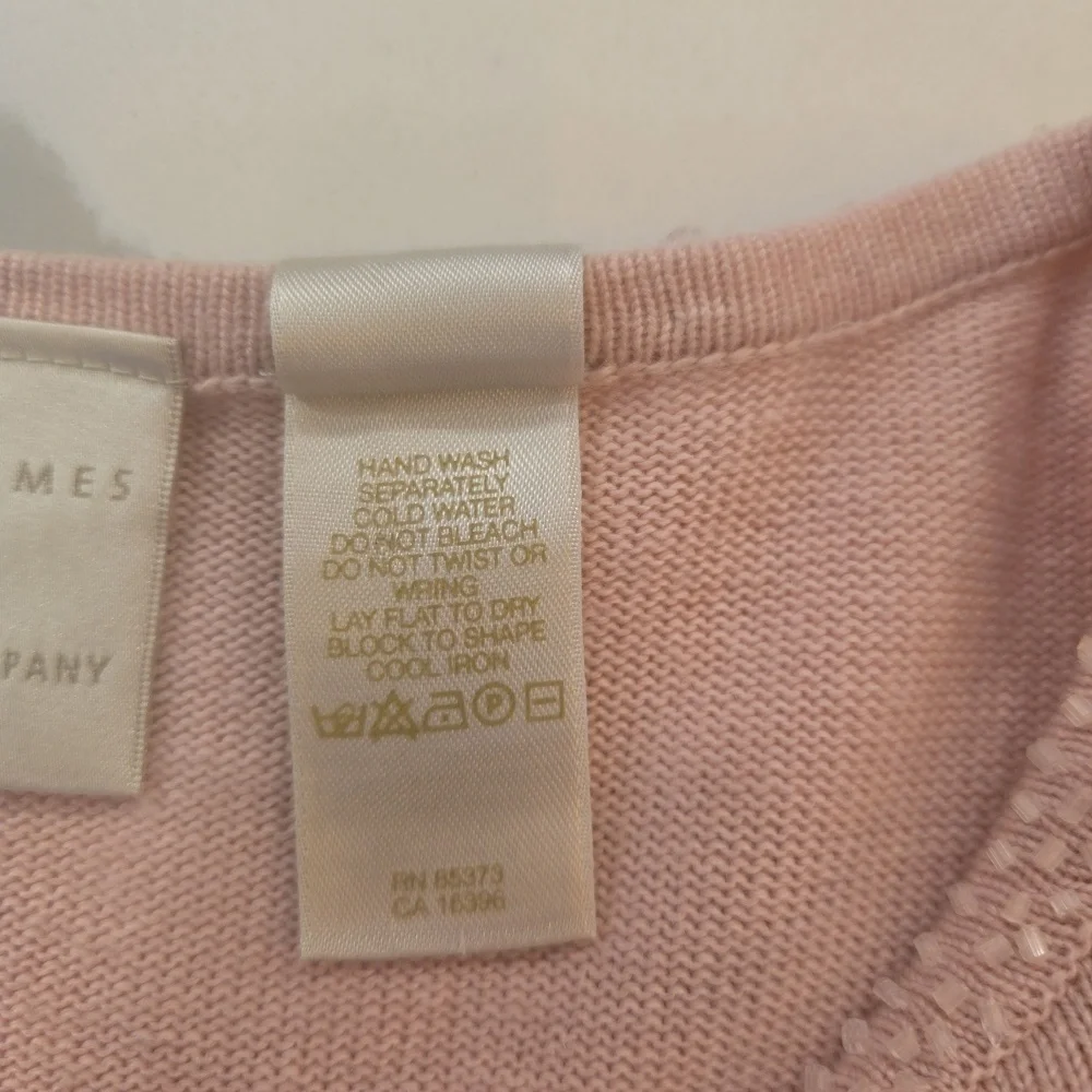 Silk Cashmere Beaded Baby Pink Pullover Knit Sweater Womens Size Small - Picture 9 of 9